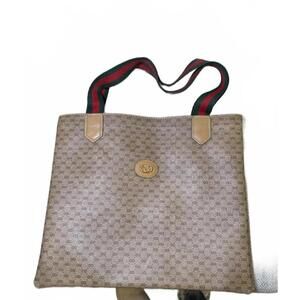 Gucci Vintage Monogram Tote Bag with Signature Web Strap